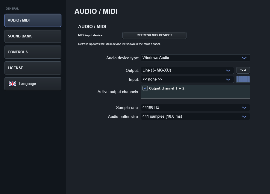 Stage Arranger Ses ve MIDI ayarları